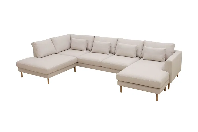 Florenz 4-sits Vänstervänd U-formad Soffa med Divan och Schäslong i Tyg - Beige (Art.nr 3062117) — Beige