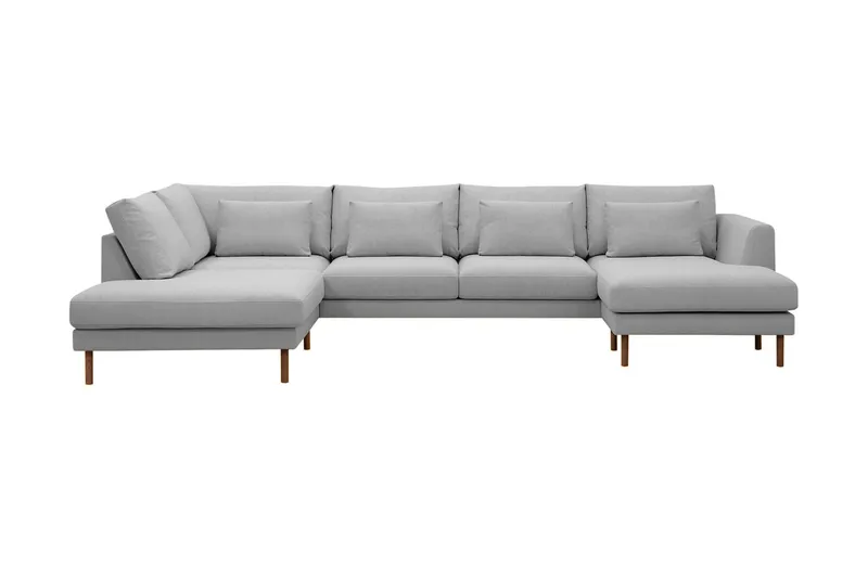 Florenz 4-sits Vänstervänd U-formad Soffa med Divan och Schäslong i Tyg - Ljusgrå — Ljusgrå