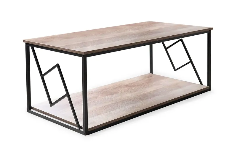 Forresa Soffbord 120 cm med Förvaring Hylla - Mörkbrun/Svart — Mörkbrun/Svart