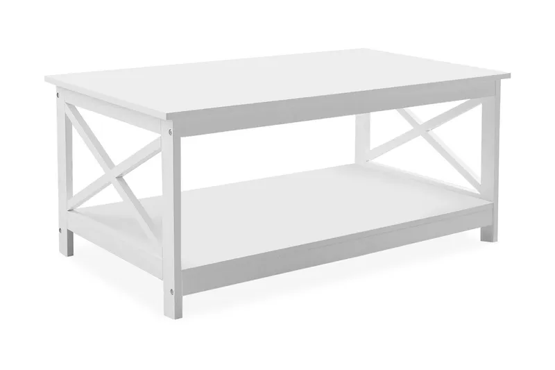 Fostia Soffbord 100 cm med Förvaring Hylla - Vit — Bloomington