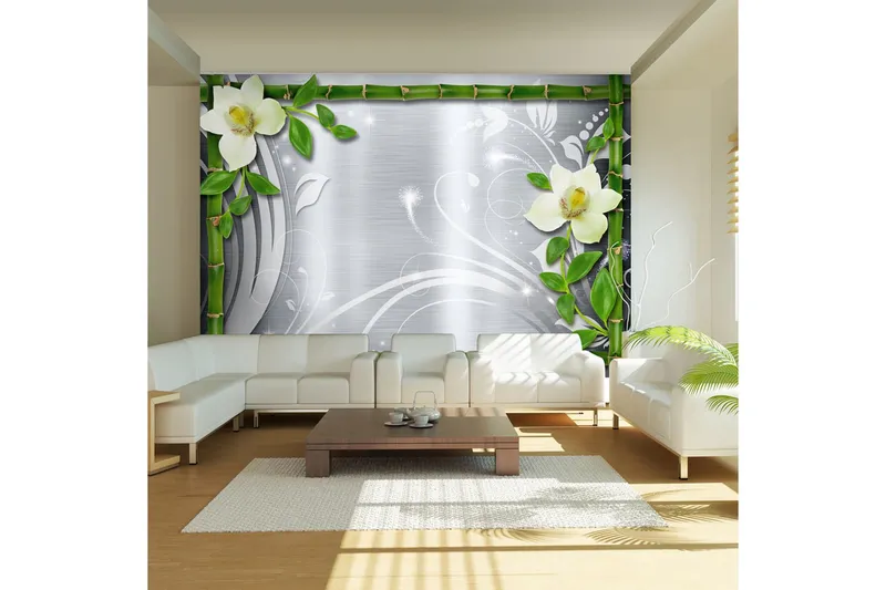 Fototapet Bamboo And Two Orchids 300x210 - Artgeist sp. z o. o. — Artgeist sp. z o. o.