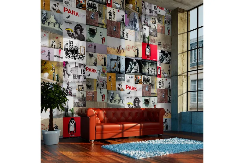 Fototapet Banksy A Collage 50x1000 - Artgeist sp. z o. o. — Artgeist sp. z o. o.