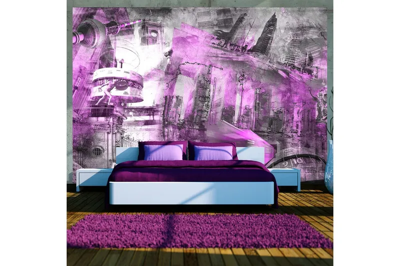 Fototapet Berlin Kollage Violett 150x105 - Artgeist sp. z o. o. — Artgeist sp. z o. o.