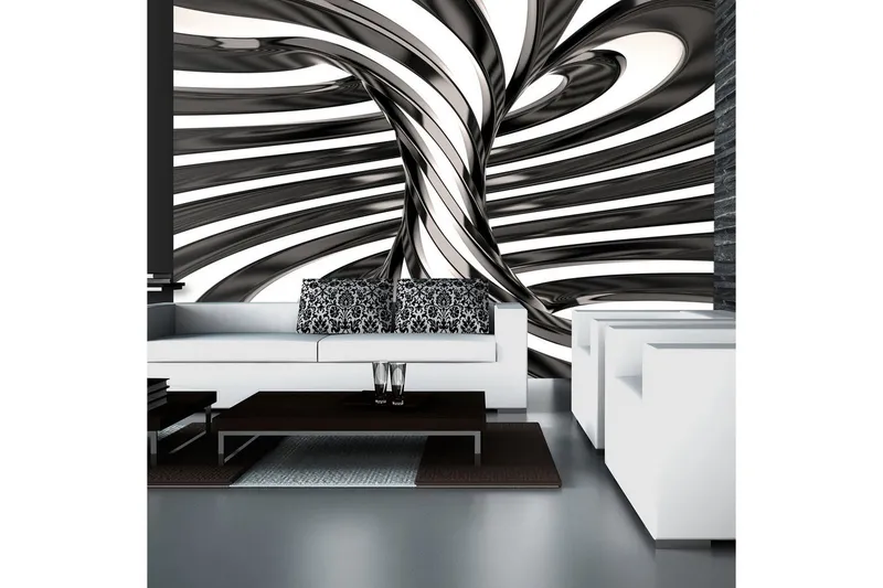 Fototapet Black And White Swirl 150x105 - Artgeist sp. z o. o. — Artgeist sp. z o. o.