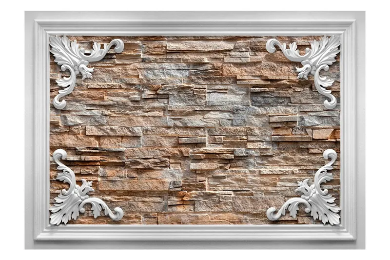 Fototapet Brick In The Frame Brown 350x245 - Artgeist sp. z o. o. — Artgeist sp. z o. o.