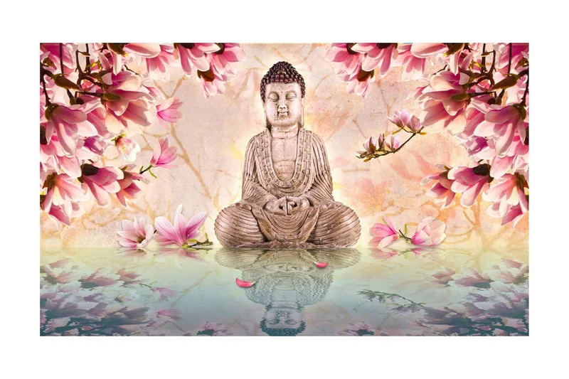 Fototapet Buddha And Magnolia 450x270 - Artgeist sp. z o. o. — Artgeist sp. z o. o.
