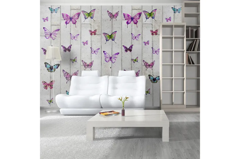 Fototapet Butterflies And Concrete 50x1000 - Artgeist sp. z o. o. — Artgeist sp. z o. o.