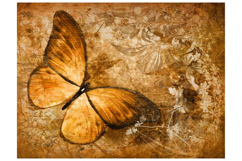 Fototapet Butterfly Sepia 200x154 - Artgeist sp. z o. o. — Artgeist sp. z o. o.