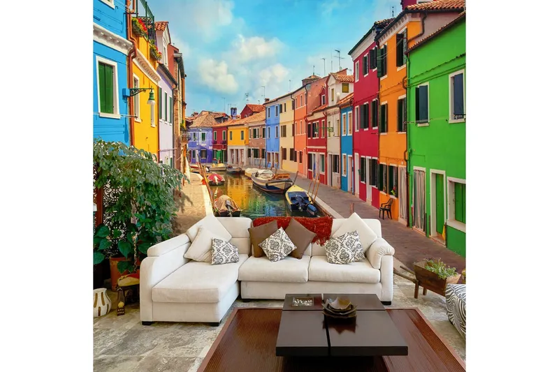 Fototapet Colorful Canal In Burano 100x70 - Artgeist sp. z o. o. — Artgeist sp. z o. o.