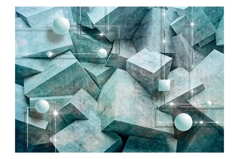 Fototapet Concrete Cubes Green 100x70 - Artgeist sp. z o. o. — Artgeist sp. z o. o.