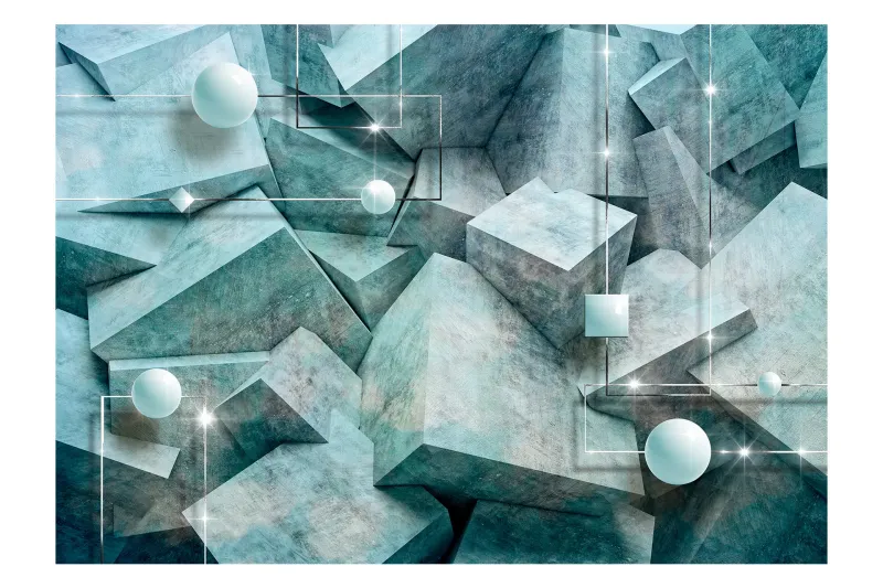 Fototapet Concrete Cubes Green 250x175 - Artgeist sp. z o. o. — Artgeist sp. z o. o.