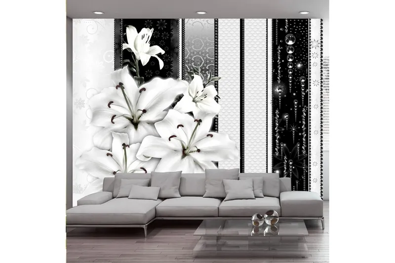 Fototapet Crying Lilies In White 400x280 - Artgeist sp. z o. o. — Artgeist sp. z o. o.