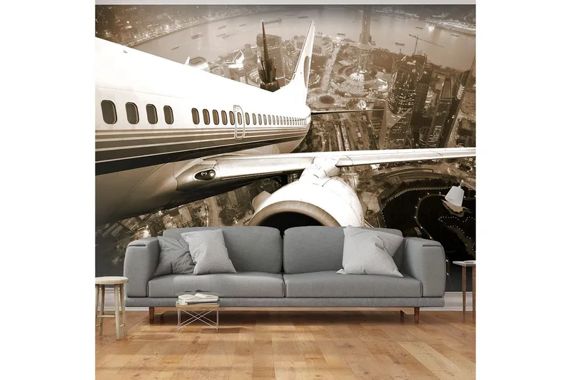 Fototapet Flygplan Lyfter Från Staden 350x270 - Artgeist sp. z o. o. — Artgeist sp. z o. o.