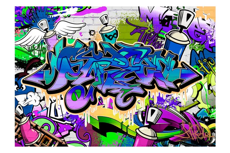 Fototapet Graffiti Violet Theme 250x175 - Artgeist sp. z o. o. — Artgeist sp. z o. o.