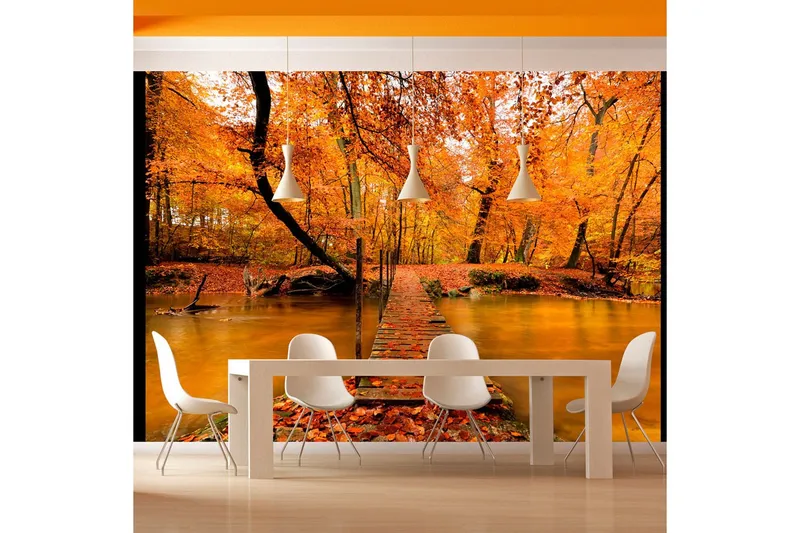 Fototapet Hösten Bro 200x154 - Artgeist sp. z o. o. — Artgeist sp. z o. o.