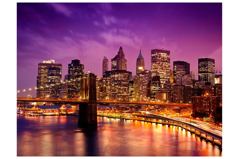 Fototapet Manhattan Och Brooklyn Bridge På Natten 350x270 - Artgeist sp. z o. o. — Artgeist sp. z o. o.