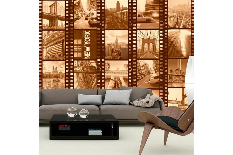 Fototapet New York Collage Sepia 50x1000 - Artgeist sp. z o. o. — Artgeist sp. z o. o.