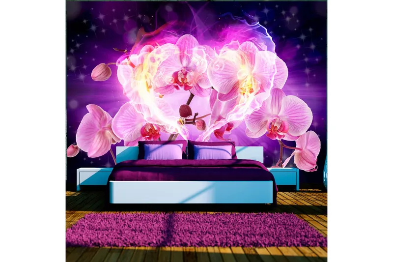 Fototapet Orchids In Flames 150x105 - Artgeist sp. z o. o. — Artgeist sp. z o. o.