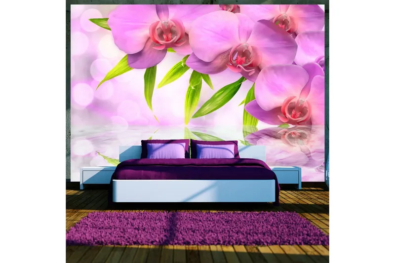 Fototapet Orchids In Lilac Colour 100x70 - Artgeist sp. z o. o. — Artgeist sp. z o. o.
