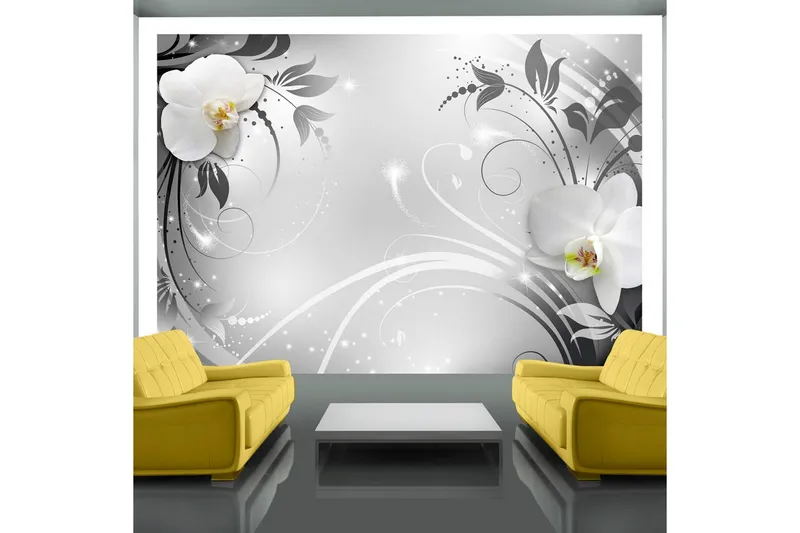 Fototapet Orchids On Silver 100x70 - Artgeist sp. z o. o. — Artgeist sp. z o. o.
