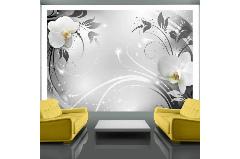 Fototapet Orchids On Silver 300x210 - Artgeist sp. z o. o. — Artgeist sp. z o. o.