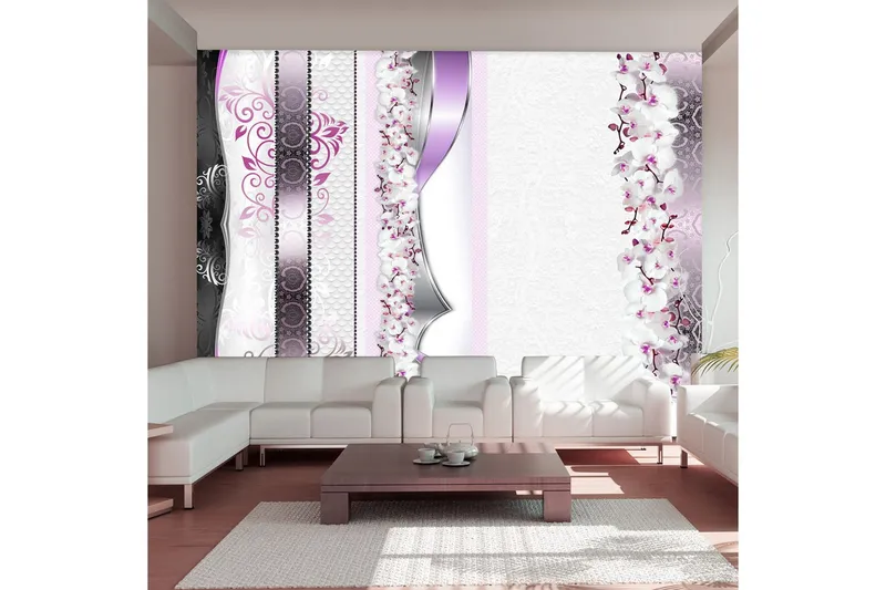 Fototapet Parade Of Orchids In Violet 100x70 - Artgeist sp. z o. o. — Artgeist sp. z o. o.