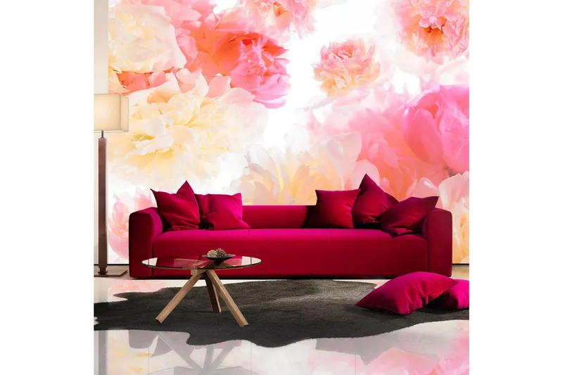 Fototapet Pastel Peonies 200x140 - Artgeist sp. z o. o. — Artgeist sp. z o. o.