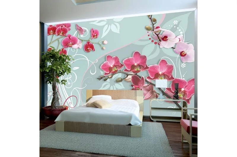 Fototapet Pink Orchids Variation II 150x105 - Artgeist sp. z o. o. — Artgeist sp. z o. o.
