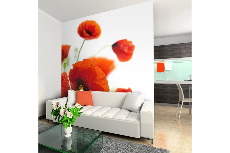 Fototapet Poppies On The Wihite Background 350x270 - Artgeist sp. z o. o. — Artgeist sp. z o. o.