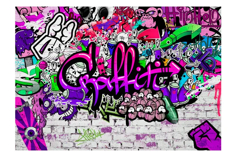 Fototapet Purple Graffiti 350x245 - Artgeist sp. z o. o. — Artgeist sp. z o. o.