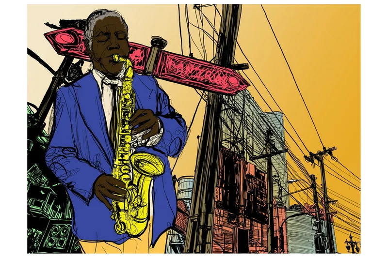 Fototapet Saxophonist In New York 200x154 - Artgeist sp. z o. o. — Artgeist sp. z o. o.