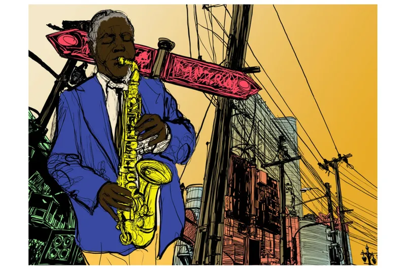 Fototapet Saxophonist In New York 300x231 - Artgeist sp. z o. o. — Artgeist sp. z o. o.