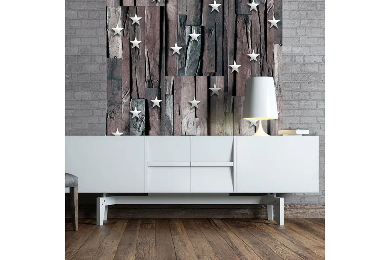 Fototapet Stars On Wood 50x1000 - Artgeist sp. z o. o. — Artgeist sp. z o. o.