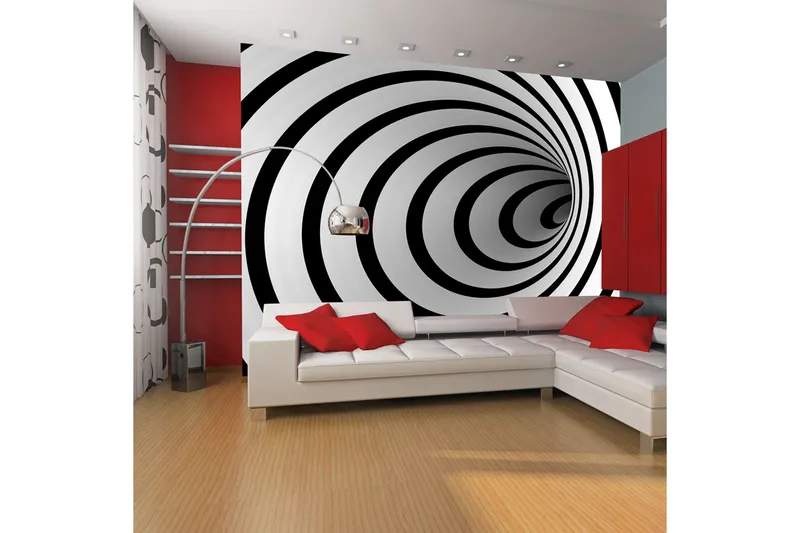 Fototapet Svart Och Vitt 3D Tunnel 400x309 - Artgeist sp. z o. o. — Artgeist sp. z o. o.
