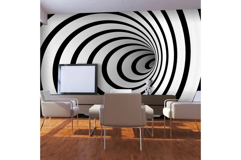 Fototapet Svart Och Vitt 3D Tunnel 450x270 - Artgeist sp. z o. o. — Artgeist sp. z o. o.