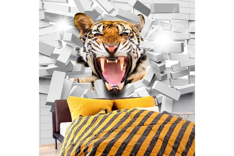 Fototapet Tiger Jump 150x105 - Artgeist sp. z o. o. — Artgeist sp. z o. o.