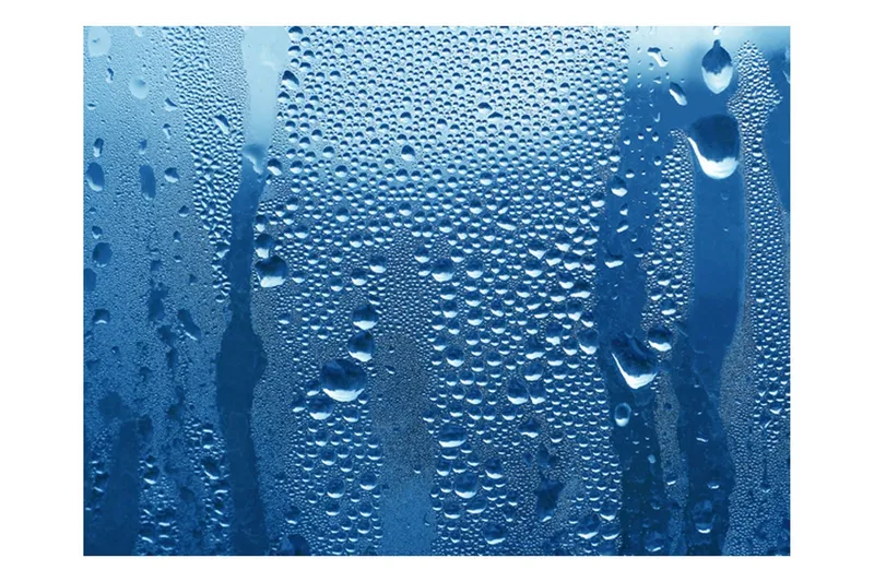 Fototapet Vatten Droppar På Blått Glas 200x154 - Artgeist sp. z o. o. — Artgeist sp. z o. o.
