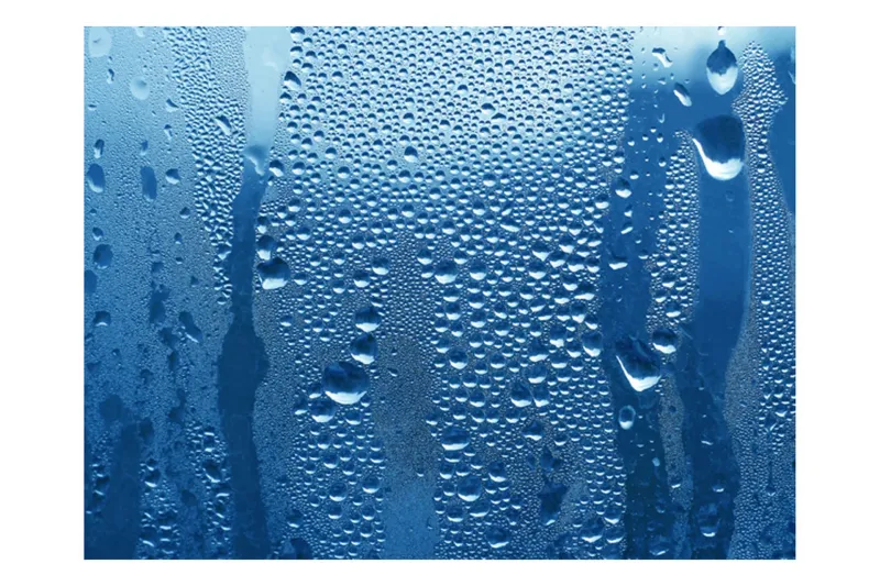 Fototapet Vatten Droppar På Blått Glas 400x309 - Artgeist sp. z o. o. — Artgeist sp. z o. o.