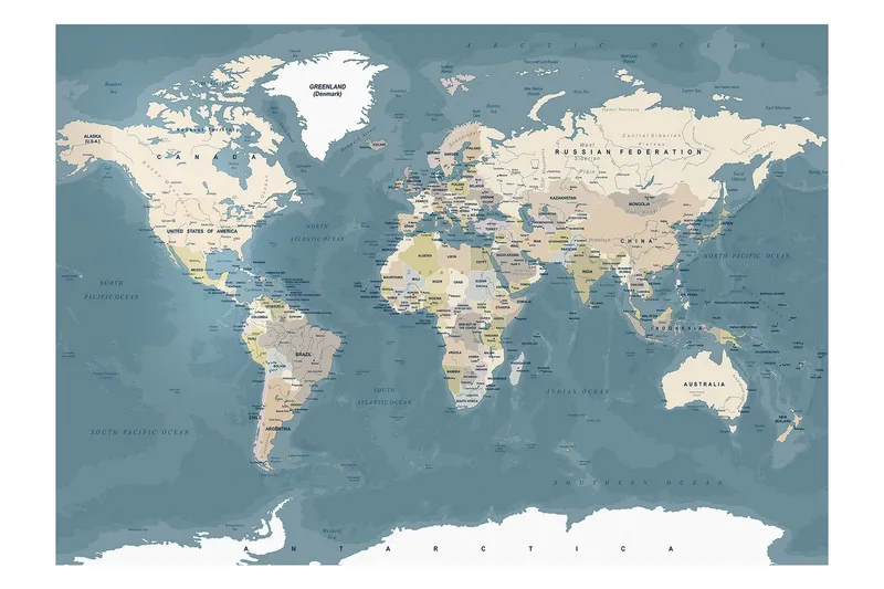 Fototapet Vintage World Map 150x105 - Artgeist sp. z o. o. — Artgeist sp. z o. o.