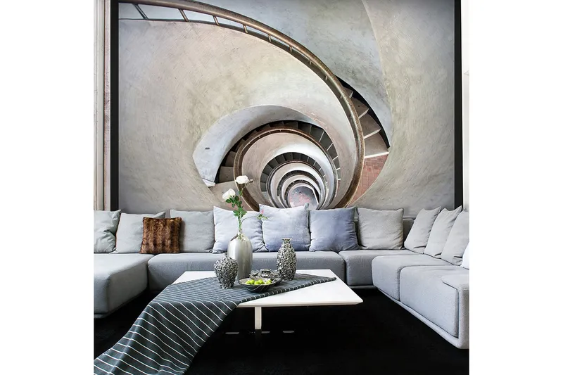 Fototapet White Spiral Stairs 200x154 - Artgeist sp. z o. o. — Artgeist sp. z o. o.