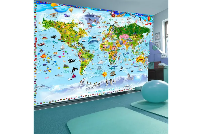 Fototapet World Map For Kids 300x210 - Artgeist sp. z o. o. — Artgeist sp. z o. o.