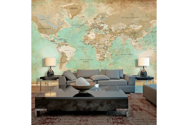 Fototapet XXL Turquoise World Map II 500x280 - Artgeist sp. z o. o. — Artgeist sp. z o. o.