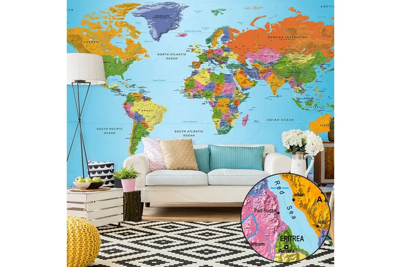 Fototapet XXL World Map Colourful Geography II 500x280 - Artgeist sp. z o. o. — Artgeist sp. z o. o.