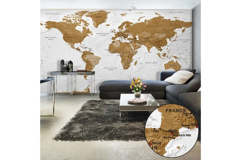 Fototapet XXL World Map White Oceans II 500x280 - Artgeist sp. z o. o. — Artgeist sp. z o. o.