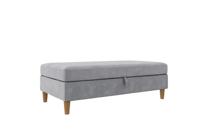 Fotpall/pall Lilly Ljusgrå, Sammet/Trä/Plast - Ljusgrå, Sammet/Trä/Plast — Loft24