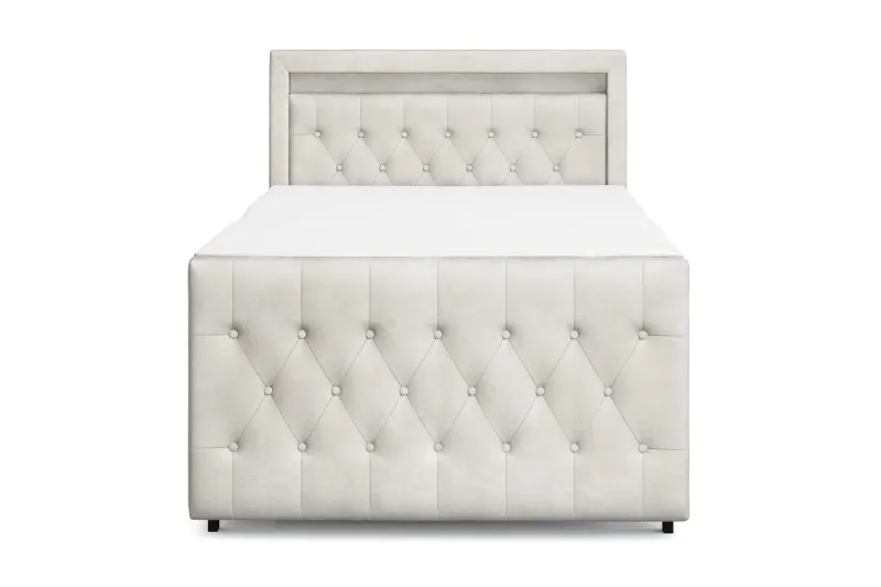 Franco Light Komplett Sängpaket med förvaring LED-belysning 120x200 cm - Beige — Cloud47