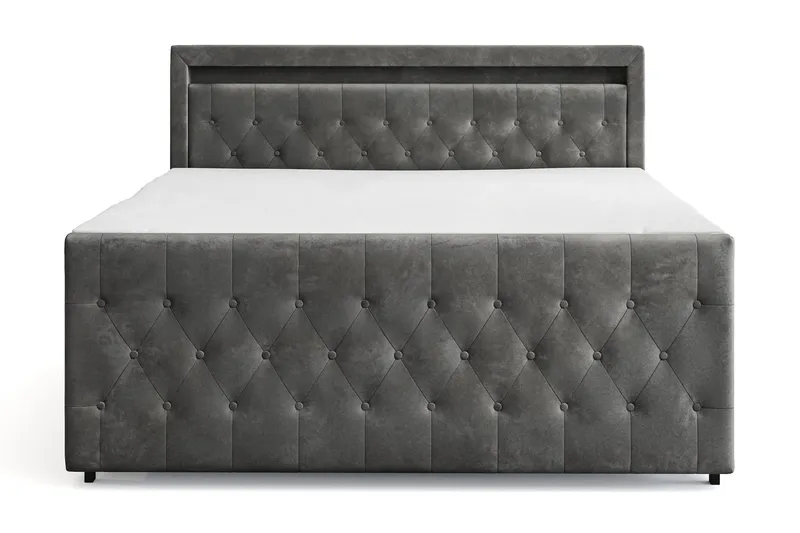 Franco light Komplett Sängpaket med förvaring LED-belysning 180x200 cm - Grå — Cloud47