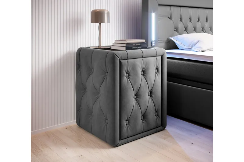 Franco Sängbord 58 cm med Förvaring Låda - Antracit — Cloud47