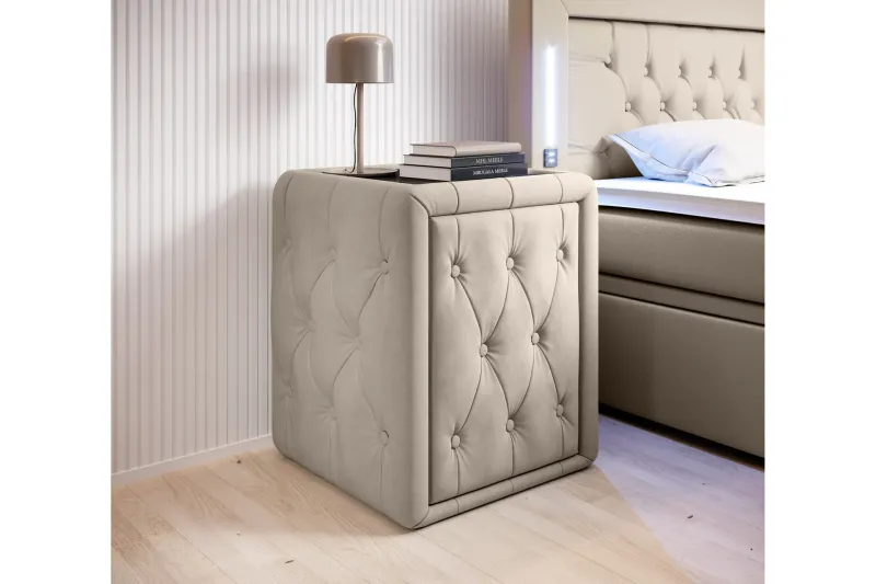 Franco Sängbord 58 cm med Förvaring Låda - Beige — Cloud47