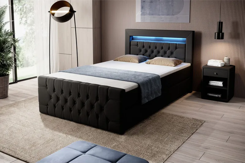 Franco Sängpaket med förvaring 120x200 LED-belysning - 120x200 Svart (+Fler val) — Cloud47